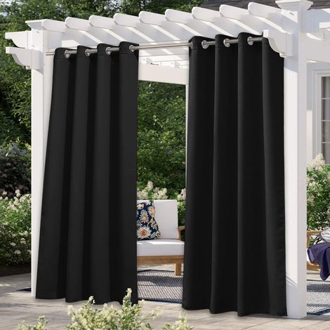 Panneaux Rideau De Terrasse Extérieur Imperméable Protection Contre Pluie Et L'Ombre Rideaux Épais Occultants W52 X L96 Inch Gris