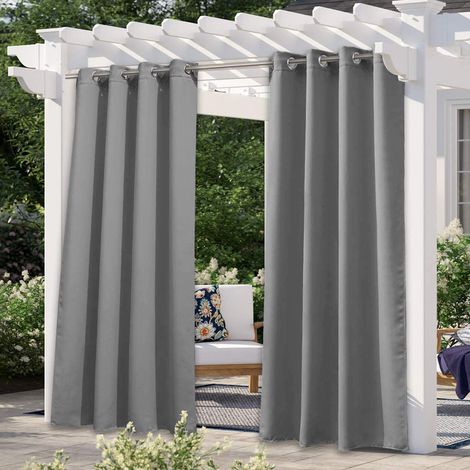 Panneaux Rideau De Terrasse Extérieur Imperméable Protection Contre Pluie Et L'Ombre Rideaux Épais Occultants W52 X L84 Inch Gris