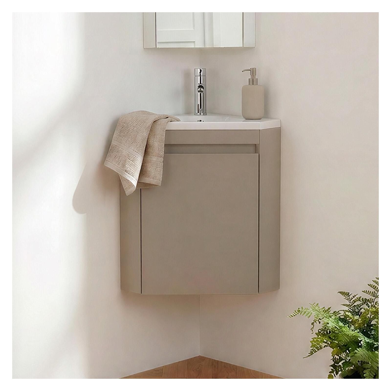 Ensemble Lave-mains Lisa D'Angle Suspendu, Vasque Résine Et Robinet