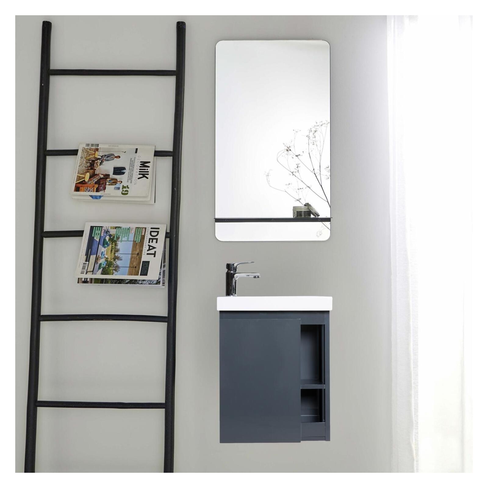 Ensemble Lave-mains Hampton Avec Rangement Latéral Et Miroir Tablette