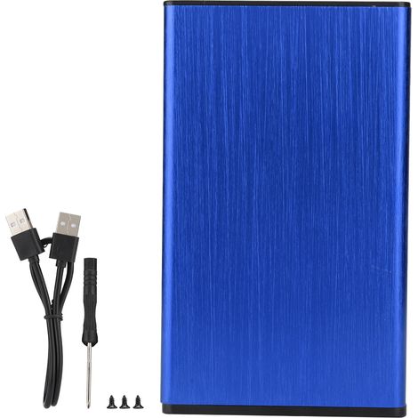 Boîtier Externe Pour Disque Dur Portable 2.5 Pouces Usb 2.0, En Aluminium Brossé, Compatible Avec Hdd/ssd 2 To, Bleu