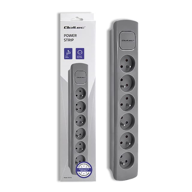 Qoltec 6-fach Steckdosenleiste 1,8 m Grau