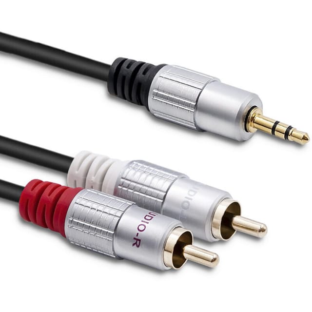 Qoltec Kabel 2x Cinch / Miniklinke 3,5 mm Stecker 2 m Schwarz