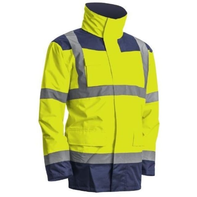 Mehrschichtiger wasserdichter Arbeitsparka mit hoher Sichtbarkeit KANATA – Neon Gelb / Blau M - 44/46