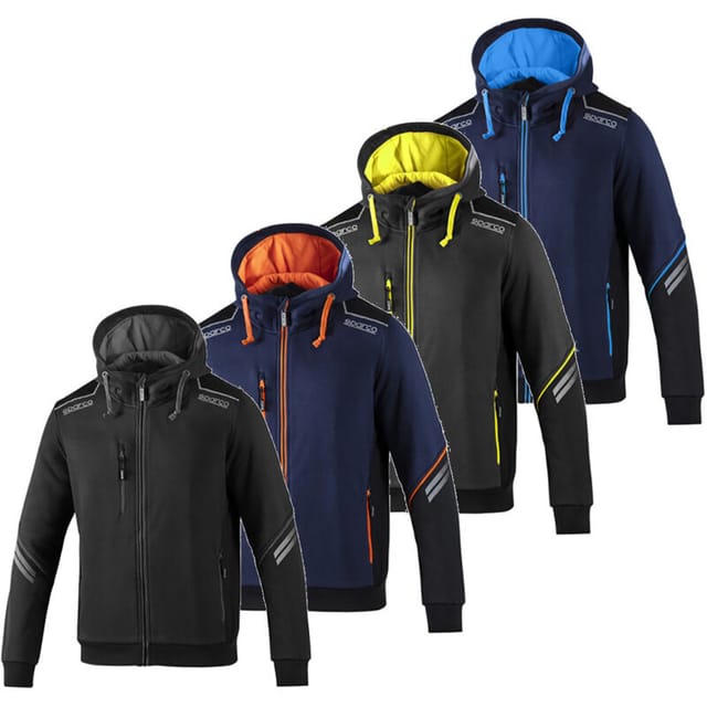 Sparco 02414GSGF Arbeits-Sweatshirt mit Kapuze, Tech, durchgehender Reißverschluss, Colorado, Grau/Gelb, M
