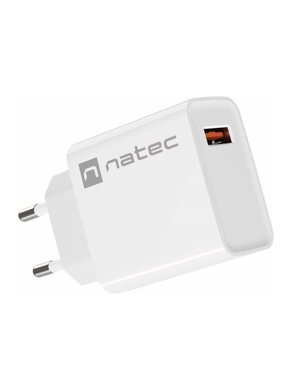 NATEC 18W USB-Wandladegerät – Schnellladung, Weiß