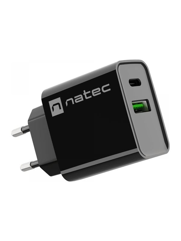 NATEC 20W USB-A+USB-C Power Delivery Ladegerät - Schnellladen