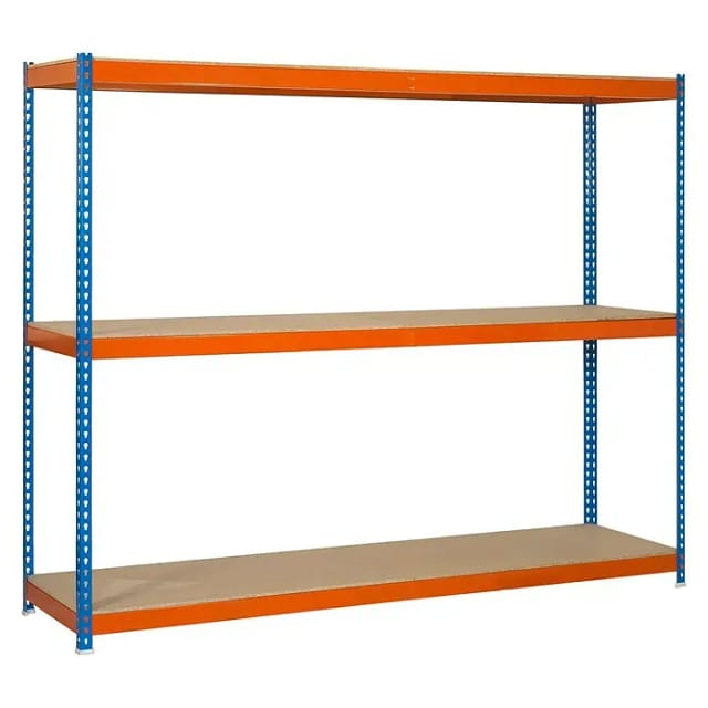 Simonrack Regalsystem in Blau, Orange und Holz, robust
