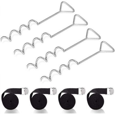 Ancrage Au Sol Trampoline Avec Sangles - Boucles En Acier, Kit D'Ancrage Trampoline Spiralés En Acier, Fixation Pour Trampoline, Robustes Piquet D'Ancrage Pour Trampoline Tentes Balançoire