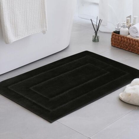 Tapis Antidérapant, Doux, Absorbant, Lavable En Machine Pour Salles De Bains Et Douches, 50 X 80 Cm, Noir