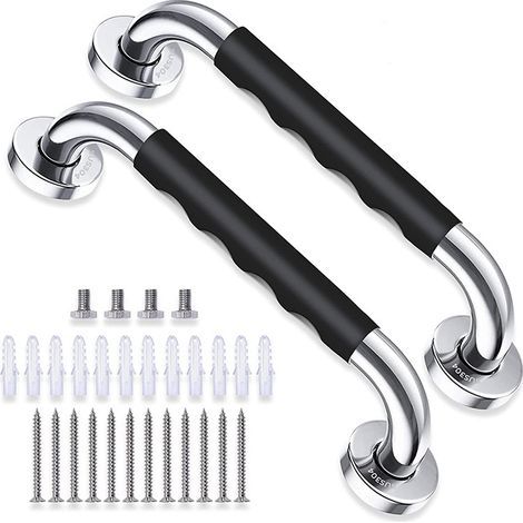 Barre D'Appui Pour Toilettes, Lot De 2, 30 Cm, Barre D'Appui Antidérapante Pour Salle De Bain, Poignée De Douche En Acier Inoxydable Pour Personnes Âgées/handicapées/enfants/enceintes