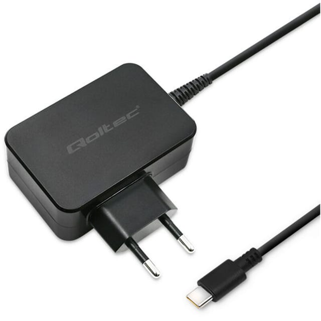 Qoltec Wandladegerät 65 W 5–20 V 3–3,25 A USB Typ C Laptop Smartphone Schwarz