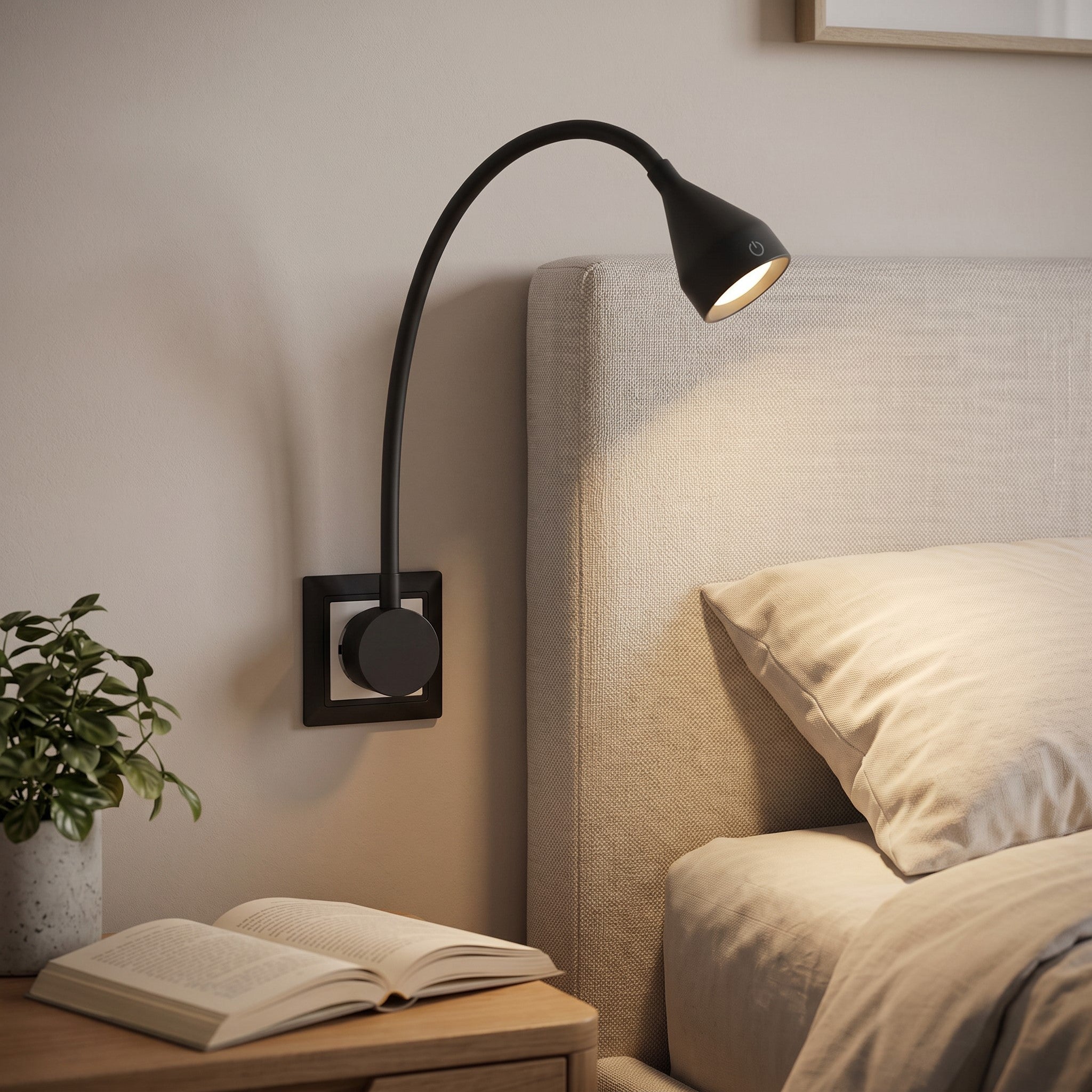 Schwarze Led-schreibtischlampe Mit Berührungsempfindlichem Stecker, 3,5 W, 4000 K, Flexibler Arm
