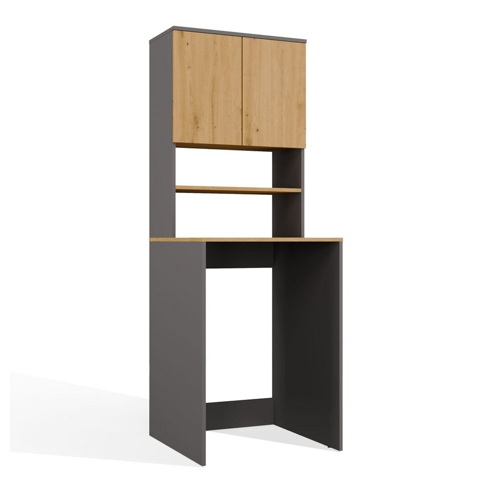 Multifunktionaler Badezimmerschrank Über Der Waschmaschine, Säule, Ablage, Anthrazit, Eichenholzoptik Bild 4