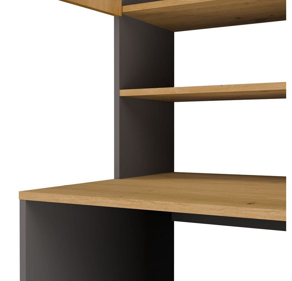 Multifunktionaler Badezimmerschrank Über Der Waschmaschine, Säule, Ablage, Anthrazit, Eichenholzoptik Bild 5