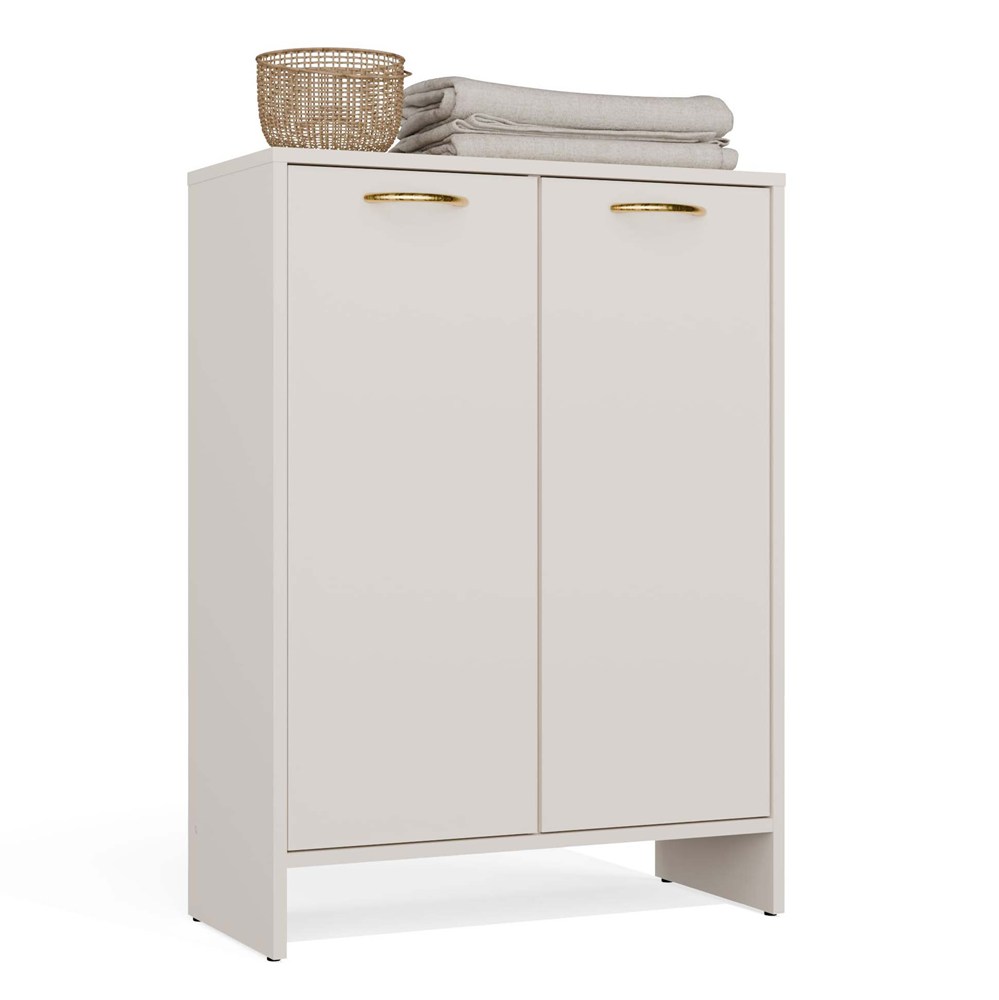 Badezimmerschrank Nina 1k1d Kaschmir-regalsäule 1 Wäschekorb 3 Regalböden Für Badezimmer