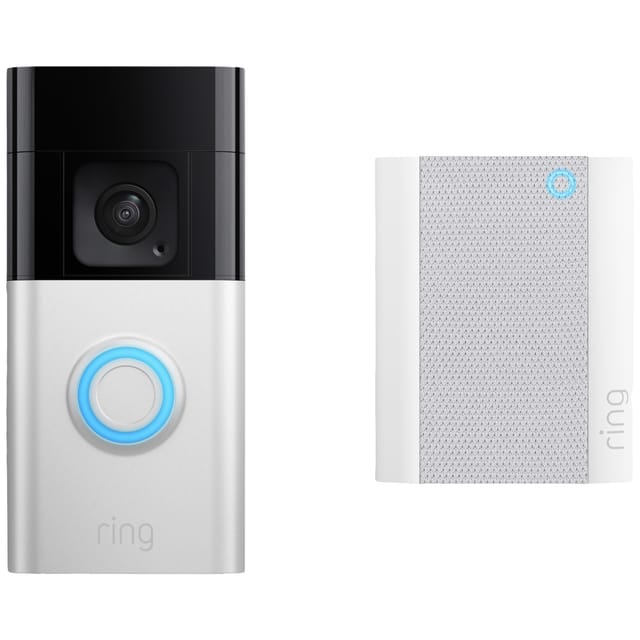 Ring - B0BFJNL42P IP-Video-Türsprechanlage Video Doorbell + Chime (2nd Gen) wlan Nickel (matt), Schw