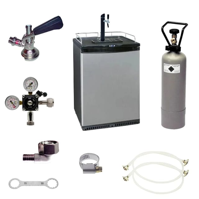 Komplett Set - Fasskühlschrank (Bierbar) - inkl. Schanksäule und Kompensatorhahn, Zapfkopf:KeyKeg