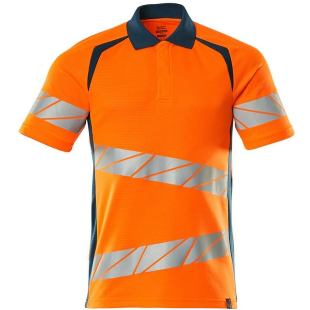 Polo-Shirt, moderne Passform Polo-shirt Gr. 5XLONE, hi-vis orange/dunkelpetroleum - Mascot