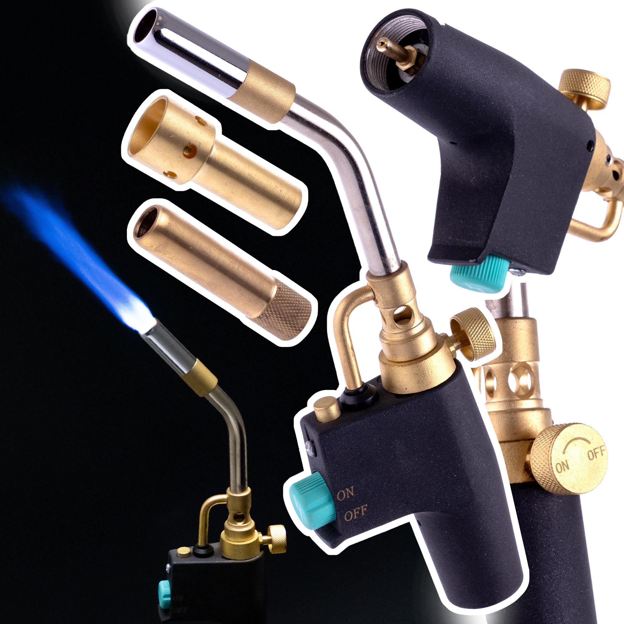 Mapp Propangasbrenner Für Piezolöten, 3 Düsen, Flamme 2800 °c, 022cga-set