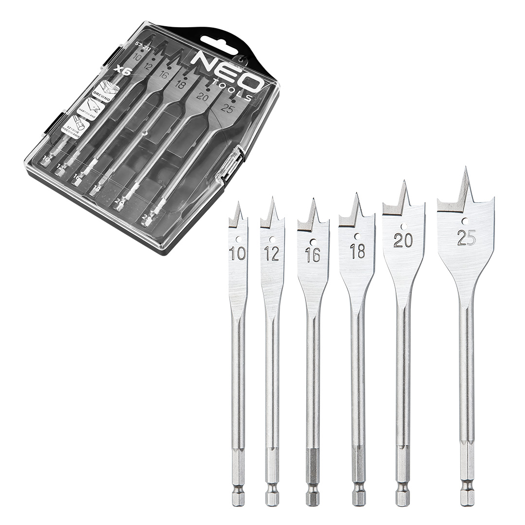 Spaten-holzbohrer, 10, 12, 16, 18, 20, 25 Mm, 6er-set.