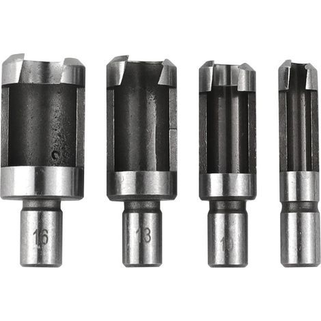 4 Pièces 6/10/13/16 Mm Bois Plug Cutter Set, Tige Ronde Forets À Tenon En Acier Au Carbone, Mèche À Bouchon Bois, Coupe-bouchons Drill Bits Standards, Pour Le Travail Du Bois