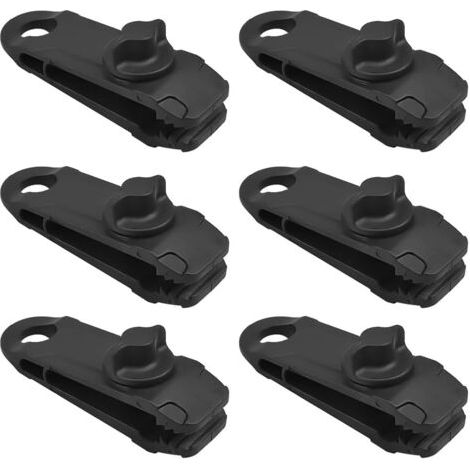 Tente Clips, 6 Pièces Pinces En Plastique Tente Noir Clip De Bâche Réglable Accessoires Pour Tente Pour Camping, Housse De Voiture, Meubles, Housse De Bateau, Caravane, Auvent