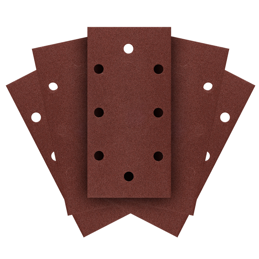 Klett-schleifpapier 93 X 185 Mm, Körnung P120, 5 Stück, Mit 8 Löchern
