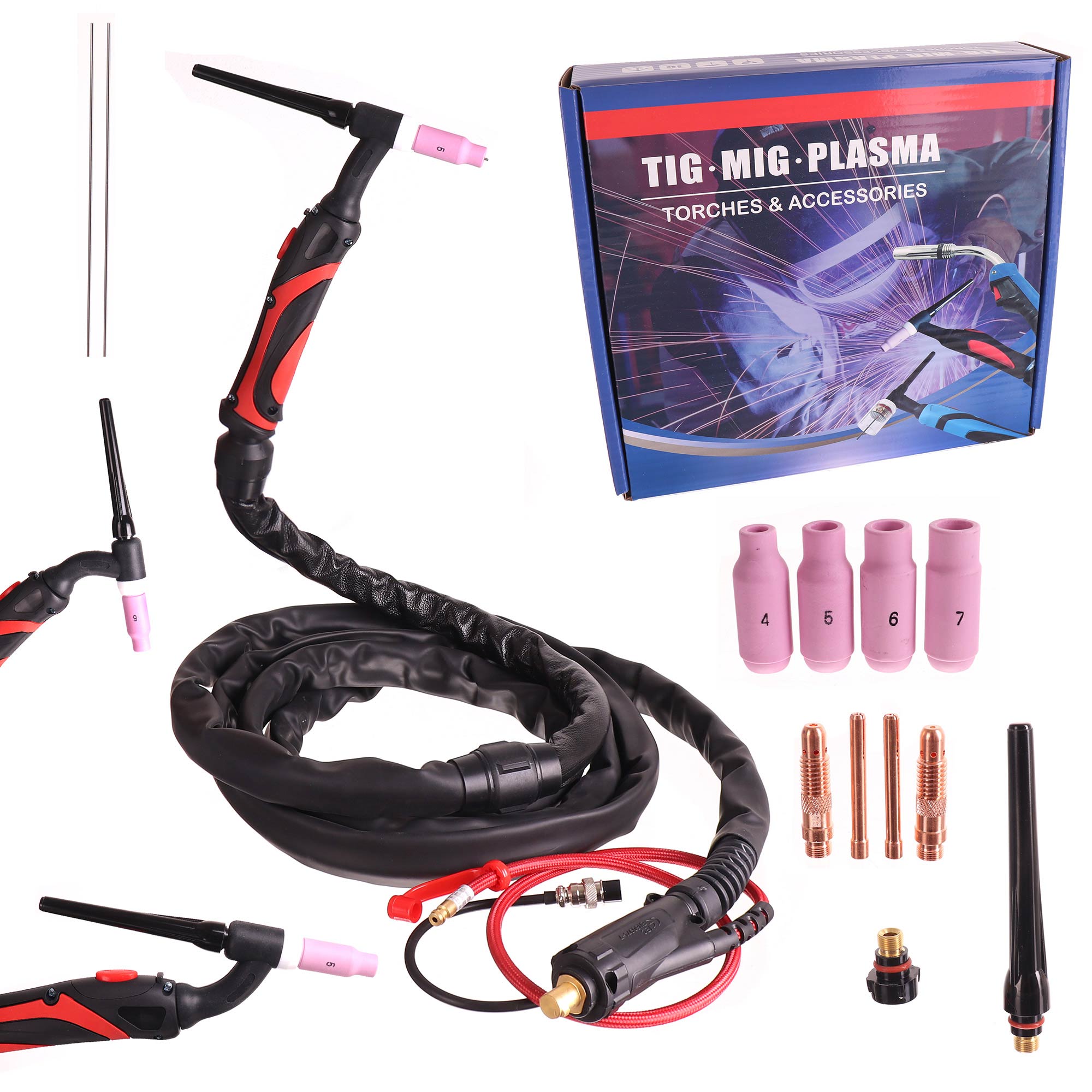 Wig-schweißbrenner Sr-26, 8 M Langes Flexibles Schweißkabel Pro, 13-mm-stecker + Zubehör