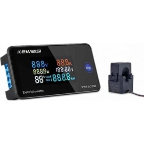 Voltmeter Digital - Ac 50-300 V - 0-100 A - Affichage Led - Fonction Réinitialisation - Compteur Énergie Électrique - 1 Pièce