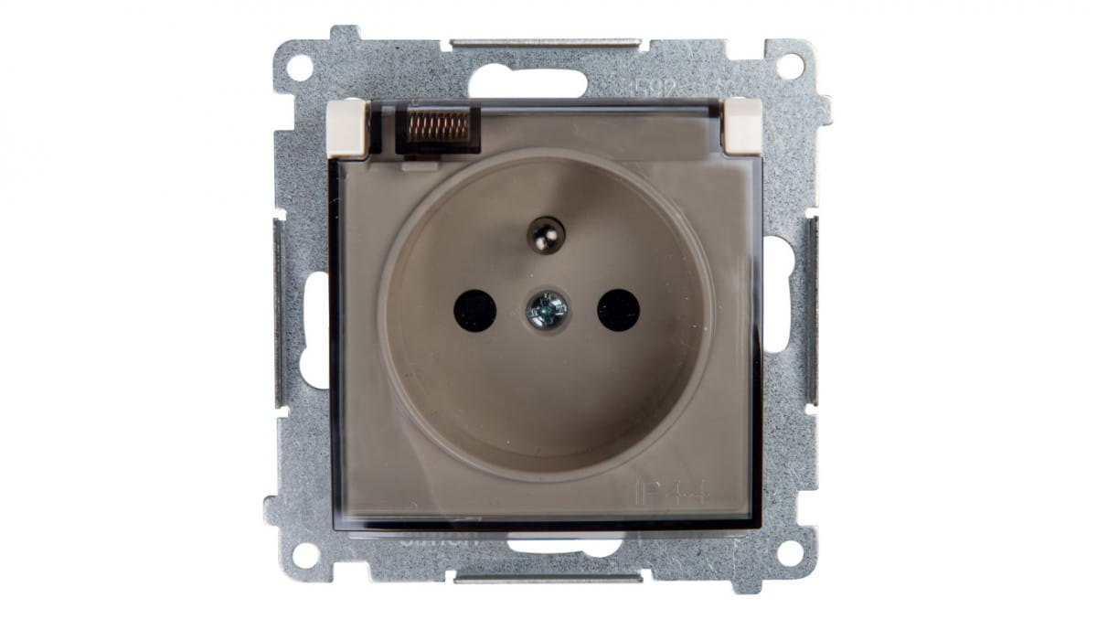Simon 54 Spritzwassergeschützte Steckdose Mit/ohne Ip44 Mit Transparenter Abdeckung Ohne Dichtung, Cremefarben Dgz1buz.01/41a