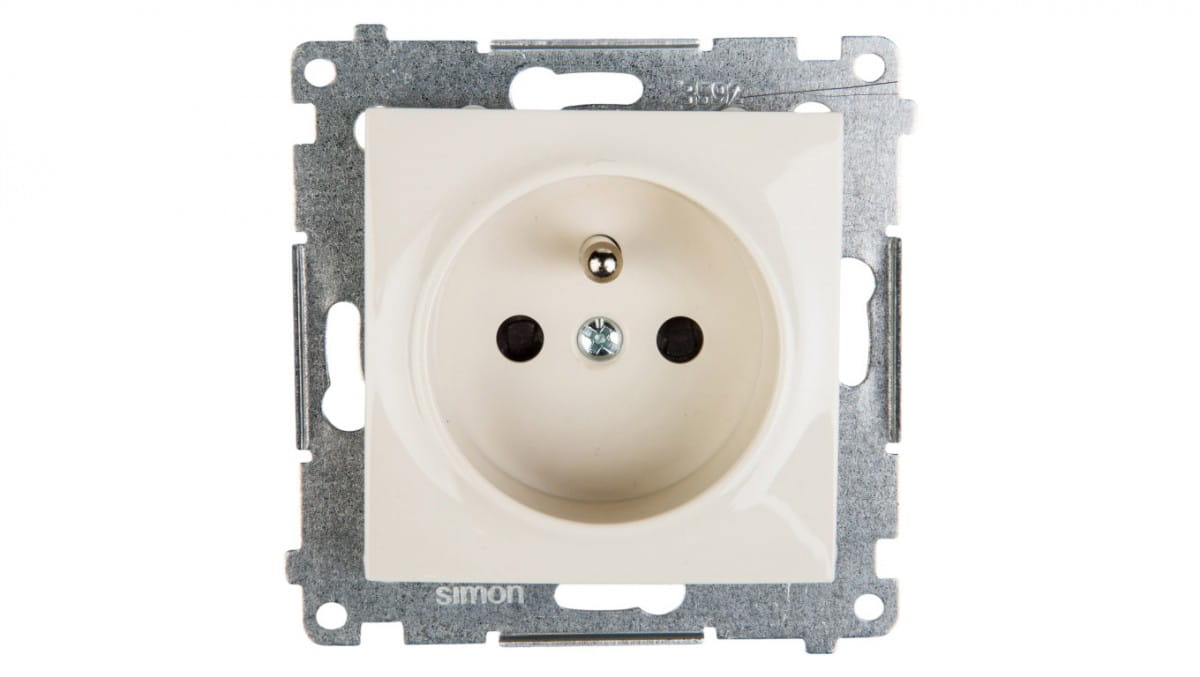Simon 54 Einzelsteckdose Mit/mit Abdeckung Für Stromkreise 16 A Ip20, Schnellverbinder, Cremefarben Dgz1cz.01/41