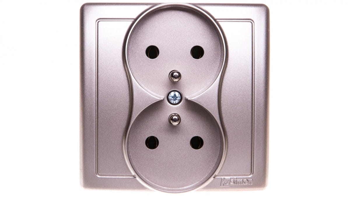 Simon Basic Doppelsteckdose Mit/ohne 16a Ip20 Satiniert Metallisiert Bmgz2/29