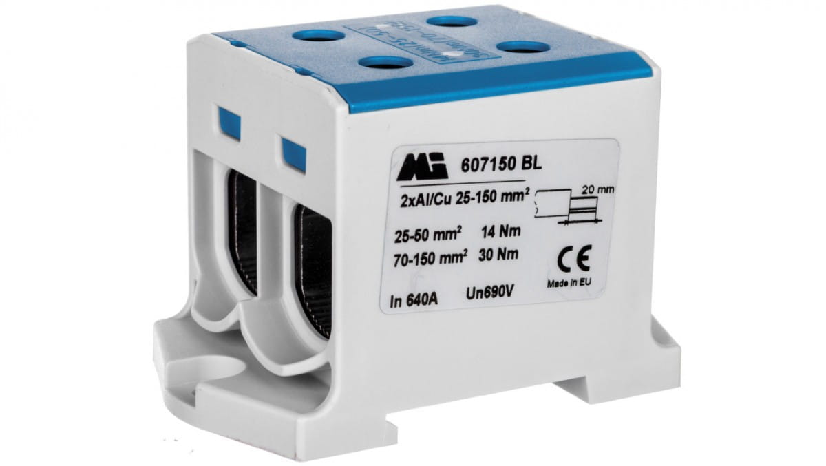 2-spur-schienenverbinder 35–150 Mm² Blau Euro Multiotl 150 2xal/cu 607150 Bl