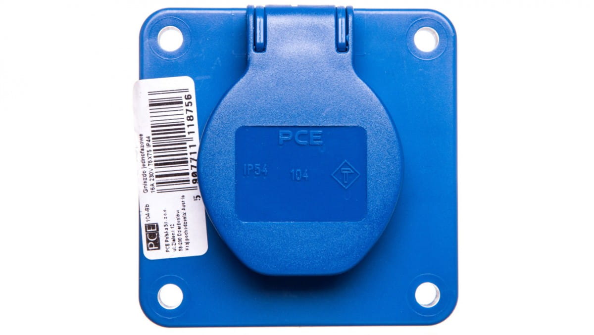 Einbausteckdose 10/16a 2p+z 230v Blau Ip44 104-8b