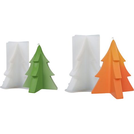 2 Candle Mold - 3d Christmas Tree Shape - Food Grade Silicone - For Homemade Candles And Soap Making - Pack Of 2