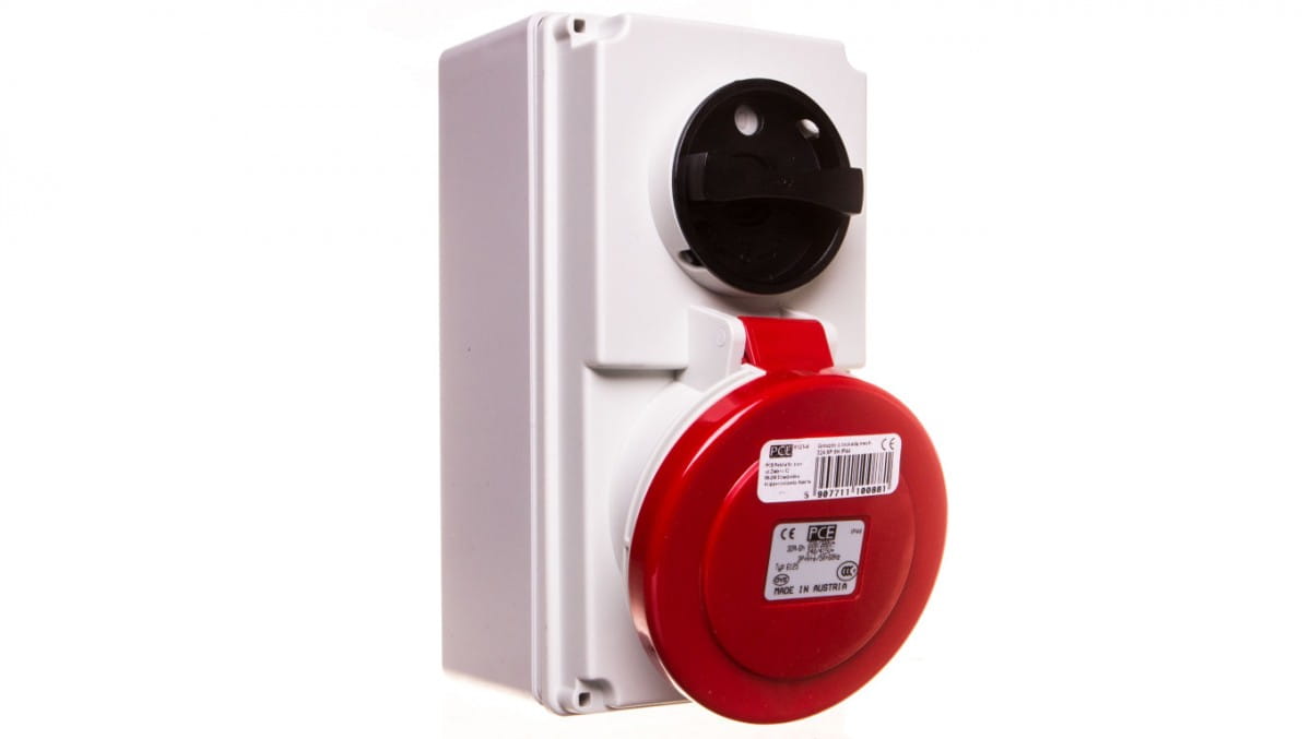 Feste Steckdose Mit Schalter 0-1 Klein 32a 5p 400v Ip44 /mechanische Verriegelung/ 6125-6