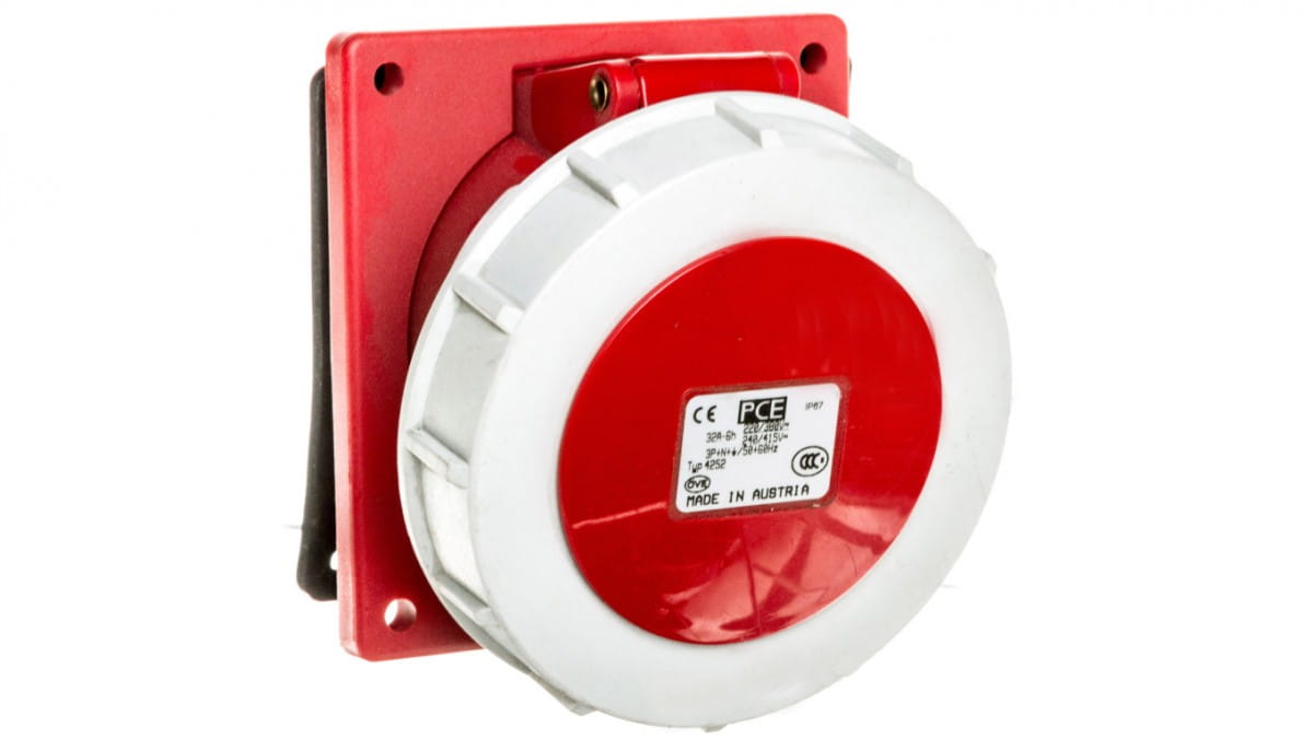 Einbausteckdose 32a 5p 400v Rot Ip67 4252-6v