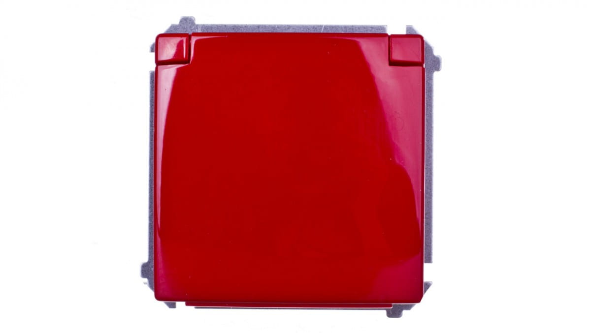 Simon Basic Spritzwassergeschützte Steckdose Mit/mit Daten Ip44 Mit Schlüssel Und Vollständiger Klappe Ohne Dichtung Rot Bmgd1b.01/22