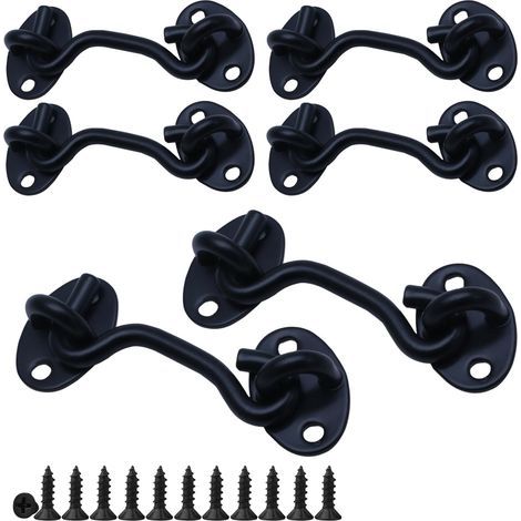 Stainless Steel Barn Door Locks, Heavy-duty 6-inch (approx. 15 Cm) Latch, Cabin Hook And Eye Lock With Mounting Screws, Perfect For Windows, Sliding Doors, Bedrooms, Bathrooms (6-pack)