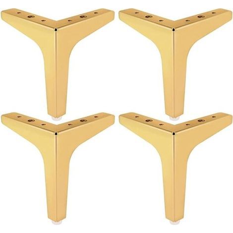 4-piece Furniture Leg Set - Gold - Iron Diy Furniture Legs - 13cm High - Universal For Sofas And Cabinets - Includes Installation Accessories