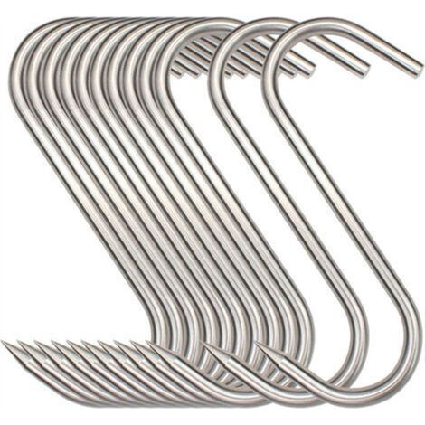 Hooks À Viande En S Crochet Boucher En Acier Inoxydable 15cm 12pcs Support Capuchon Sécurité 100kg