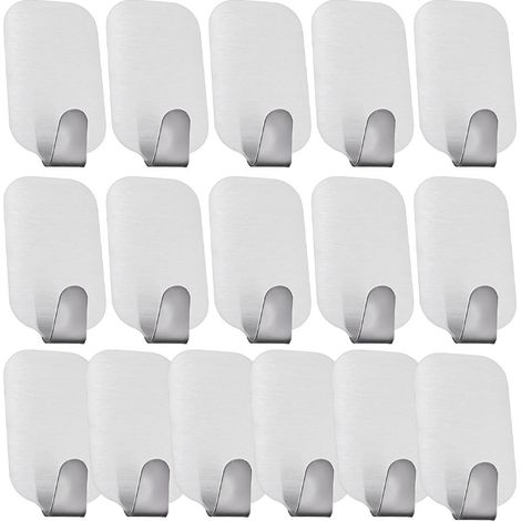 Hook Adhésif - Acier Inoxydable 304 - Charge Maximale 3,6 Kg - Pour Salle De Bain Cuisine Bureau - Lot De 16