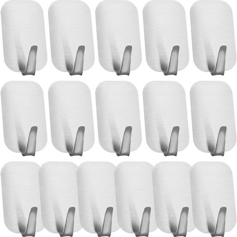 Hook Adhésif En Acier Inoxydable 304 - Charge Maximale 3,6 Kg Par Crochet - Pour Salle De Bain Cuisine Bureau - Lot De 16 Pièces