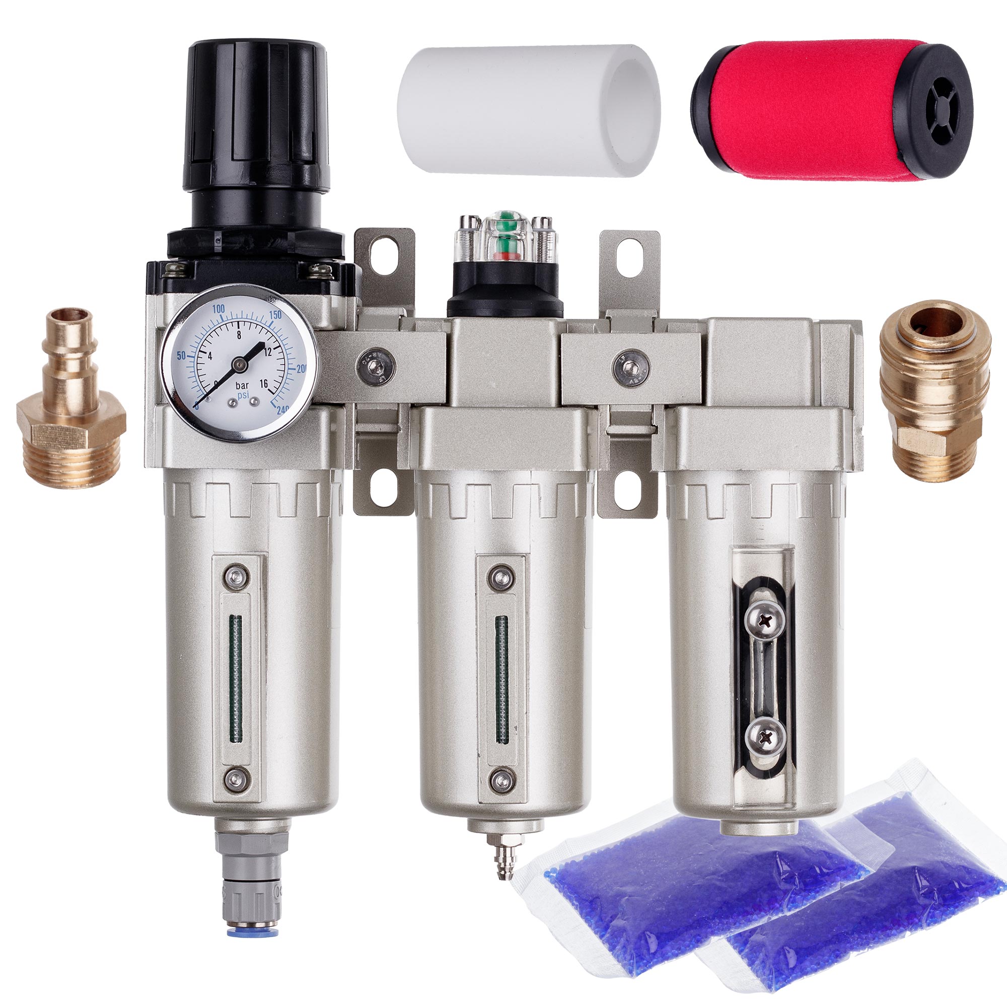 Luftaufbereitungsstation Mit 3 Farbfiltern (5 Μm, 0,3 Μm, 0,1 Μm, 1/2")