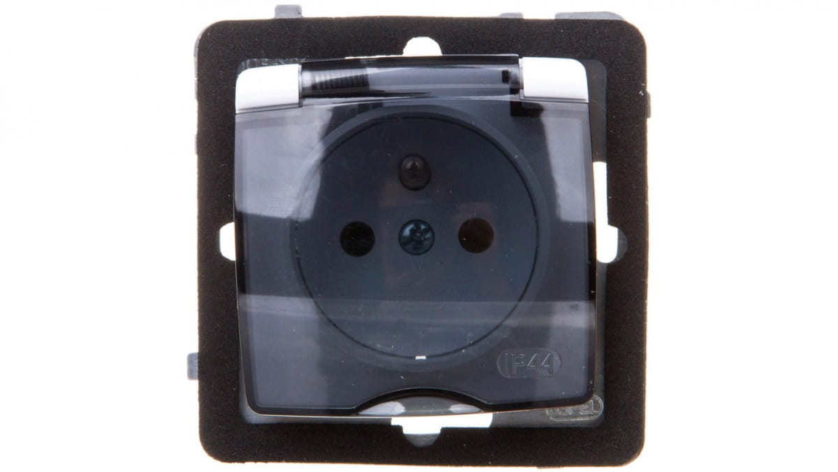 Karo Spritzwassergeschützte Steckdose Mit/mit Ip44 Transparenter Abdeckung Weiß Gph-1sz/m/00/d