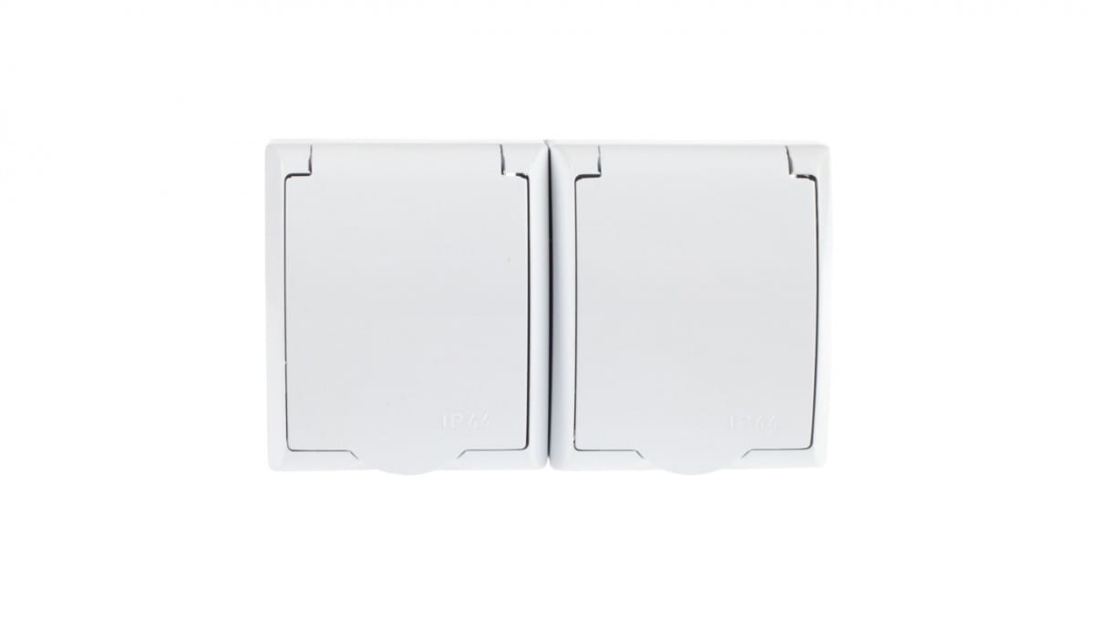 Fala Hermetische Doppelsteckdose Mit/mit Schuko Ip44 Klappe Weiß Gnh-2hs/00/w