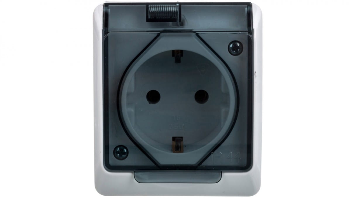 Hermes Hermetische Schuko-steckdose Mit/mit Rauchklappe 16a Ip44 Weiß 0324-01