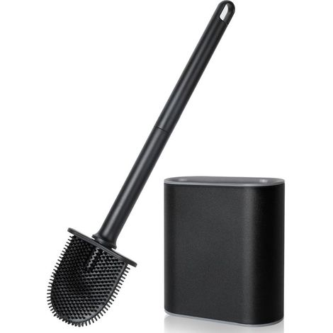 Toilet Brush,silicone Toilet Brush For Depth With Non Slip Plastic Handle,wall Mounted Toilet Brush With Ventilation Slot Base For Bathroom Toilet