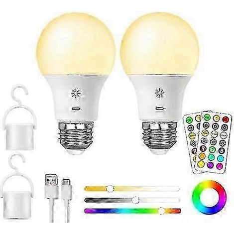 Rechargeable Light Bulb With Remote Control Control 8w Smart Rgb Color Changing 9+3 Temperature E27 Led Dimmable Touch Timing